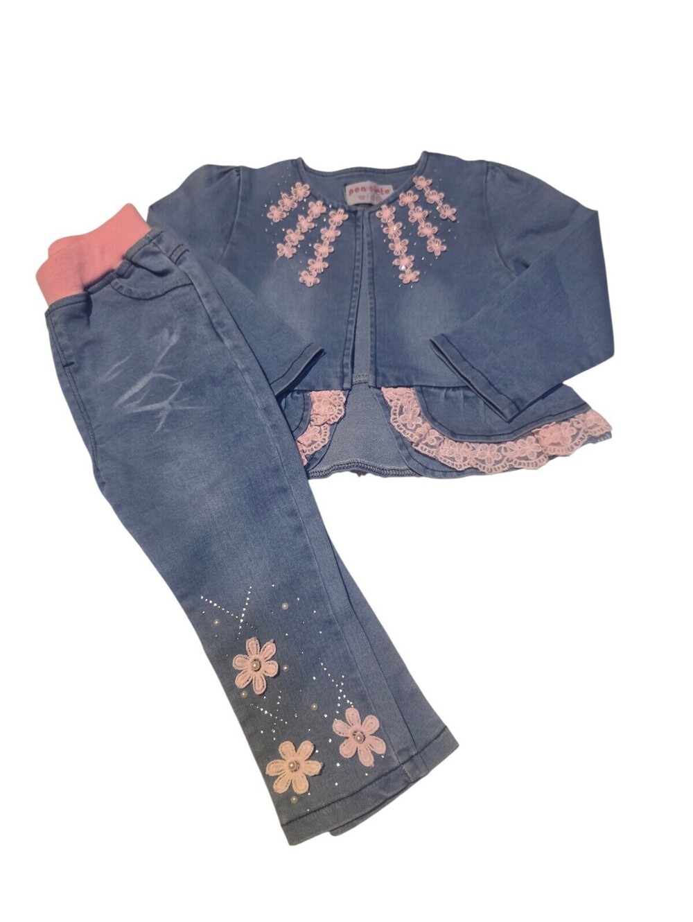 Pink and blue Jean outfit for girls size 2-3 yrs